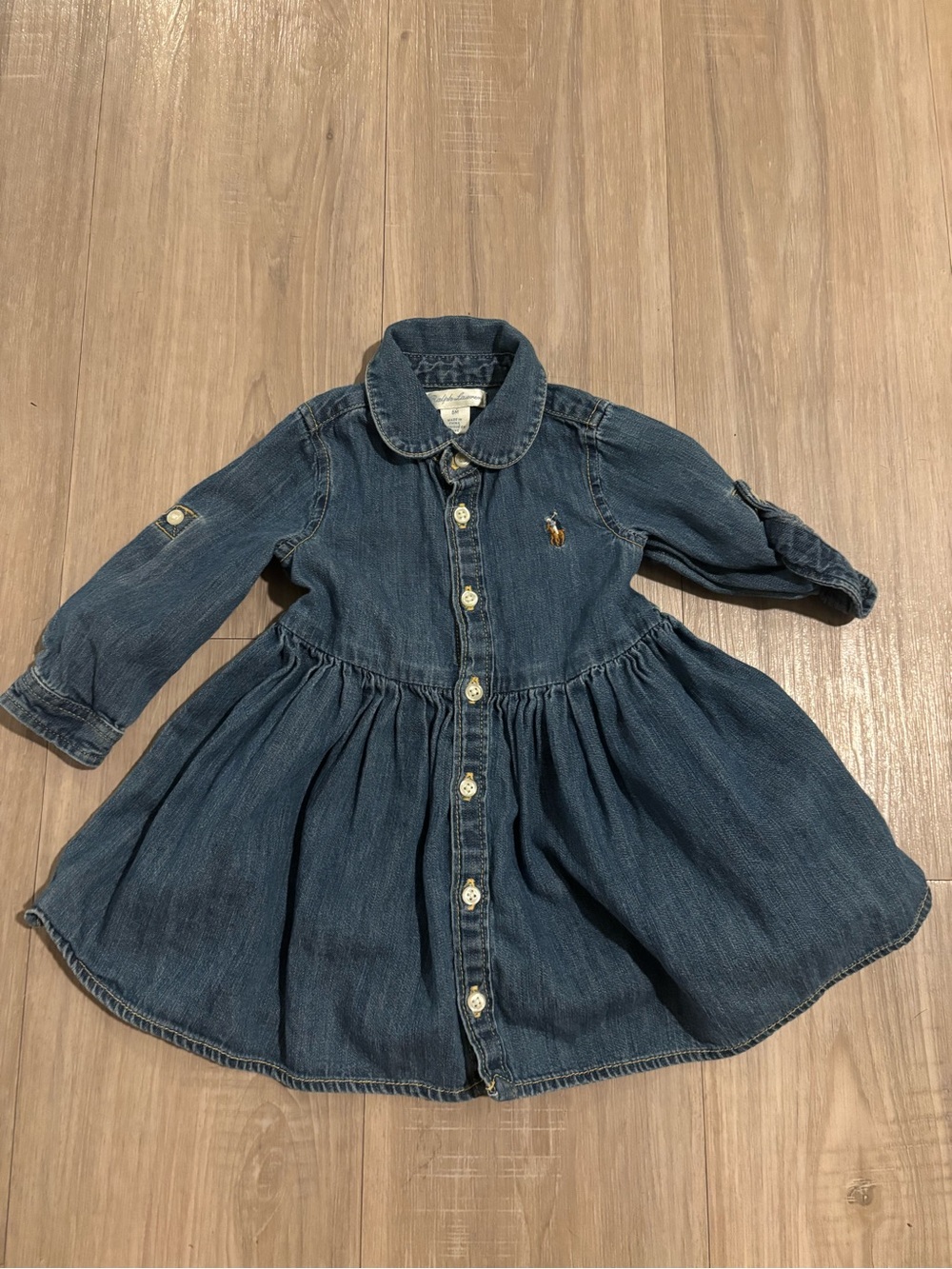 Ralph Lauren baby Girls' Denim Button-Front Dress - Blue 6m